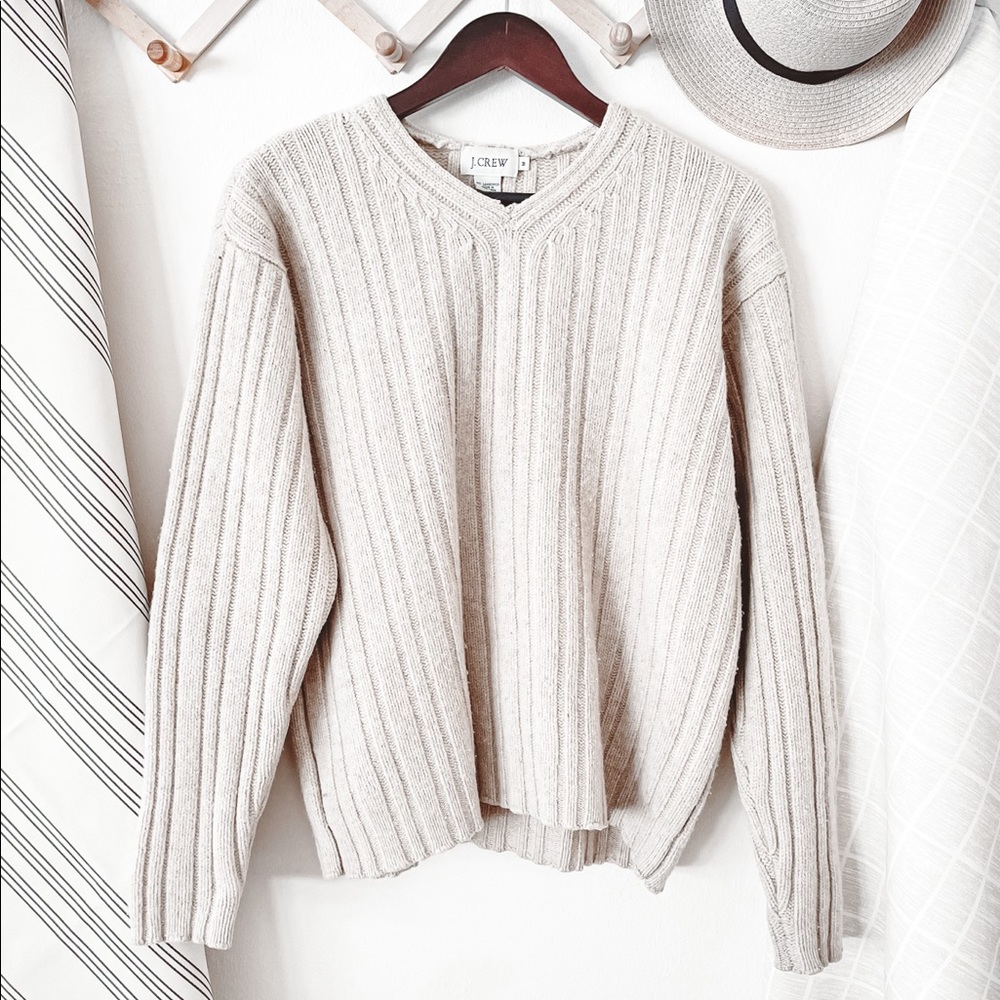 J. Crew Neutral Lambswool Knit Sweater